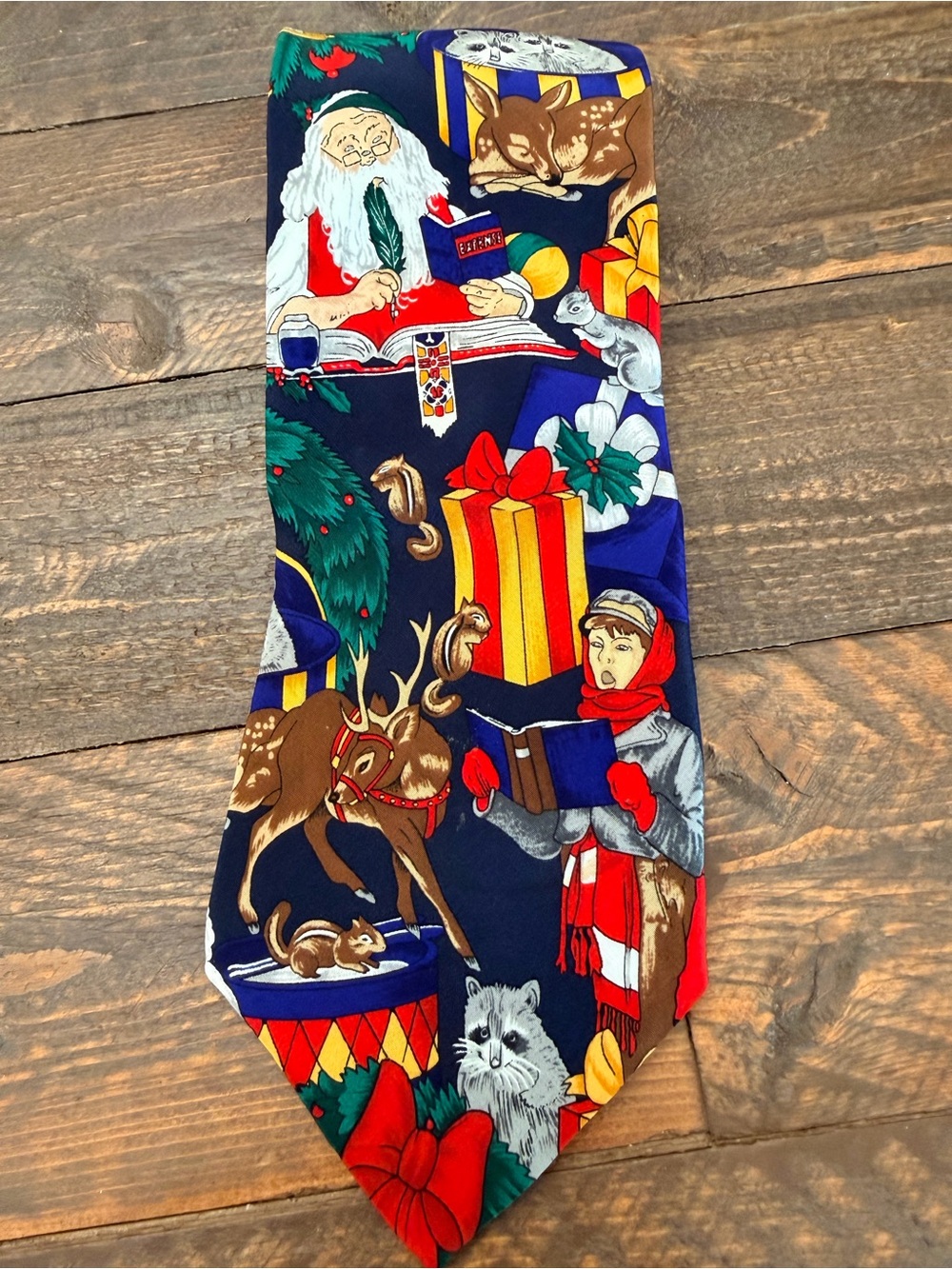 Vintage 1998 The Saturday Evening Post Christmas Silk Necktie Santa Holiday